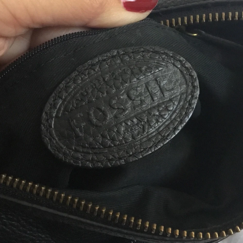 Fossil Black Leather Multi Pocket Crossbody Bag - Picture 12 of 12